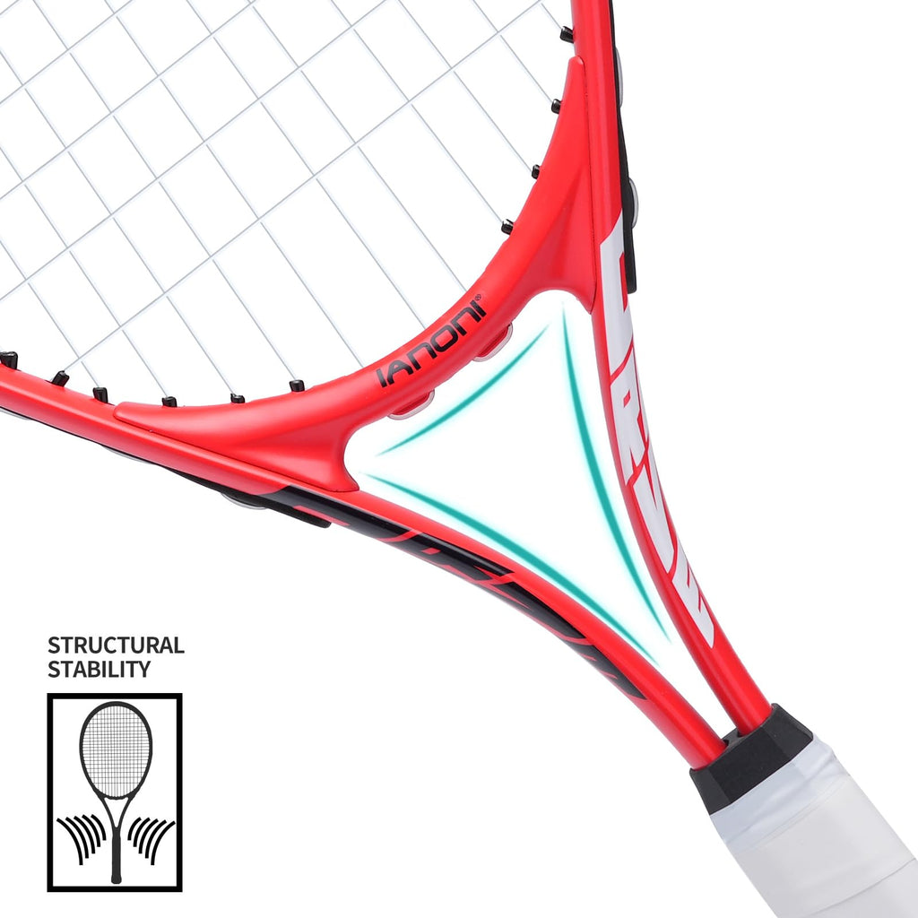 Tennis Racket for Kids 23'' Kid's Tennis Racquet Set of 2-2 Chird Tennis Rackets with 3 Balls,2 Grips,2 Vibration Dampers(Red and Green)