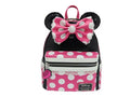 Loungefly Minnie Mouse Sequin Mini Backpack, Polka Dots, Cosplay, 8.5 x 11 x 4.5 inches, Faux Leather, Black