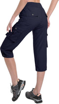 Skiennix Women's Cargo Capris - Lightweight Quick-Dry Hiking Pants for Summer Travel | Elastic Waist, Casual Fit