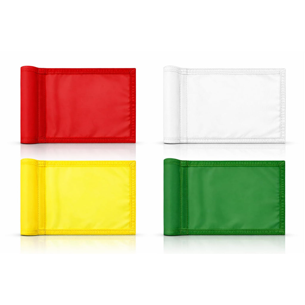 Set of 4 Single Sided 8x6 Inches Solid Golf Polyester Flag - Mini Putting Green Flags for Backyard Practice in 420D Nylon - Small Banner Solids with Tube Inserted - Solid Flags for Indoor or Outdoor