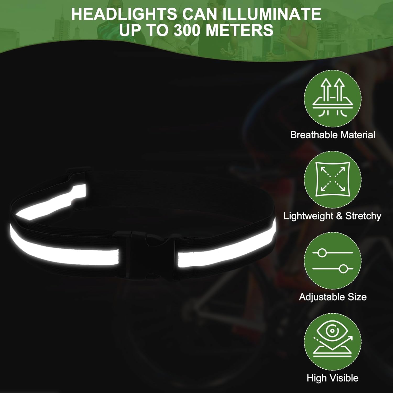 PATIKIL Reflective Safety Belt - Adjustable Hi-Vis Glow Belt for Night Jogging & Outdoor Activities