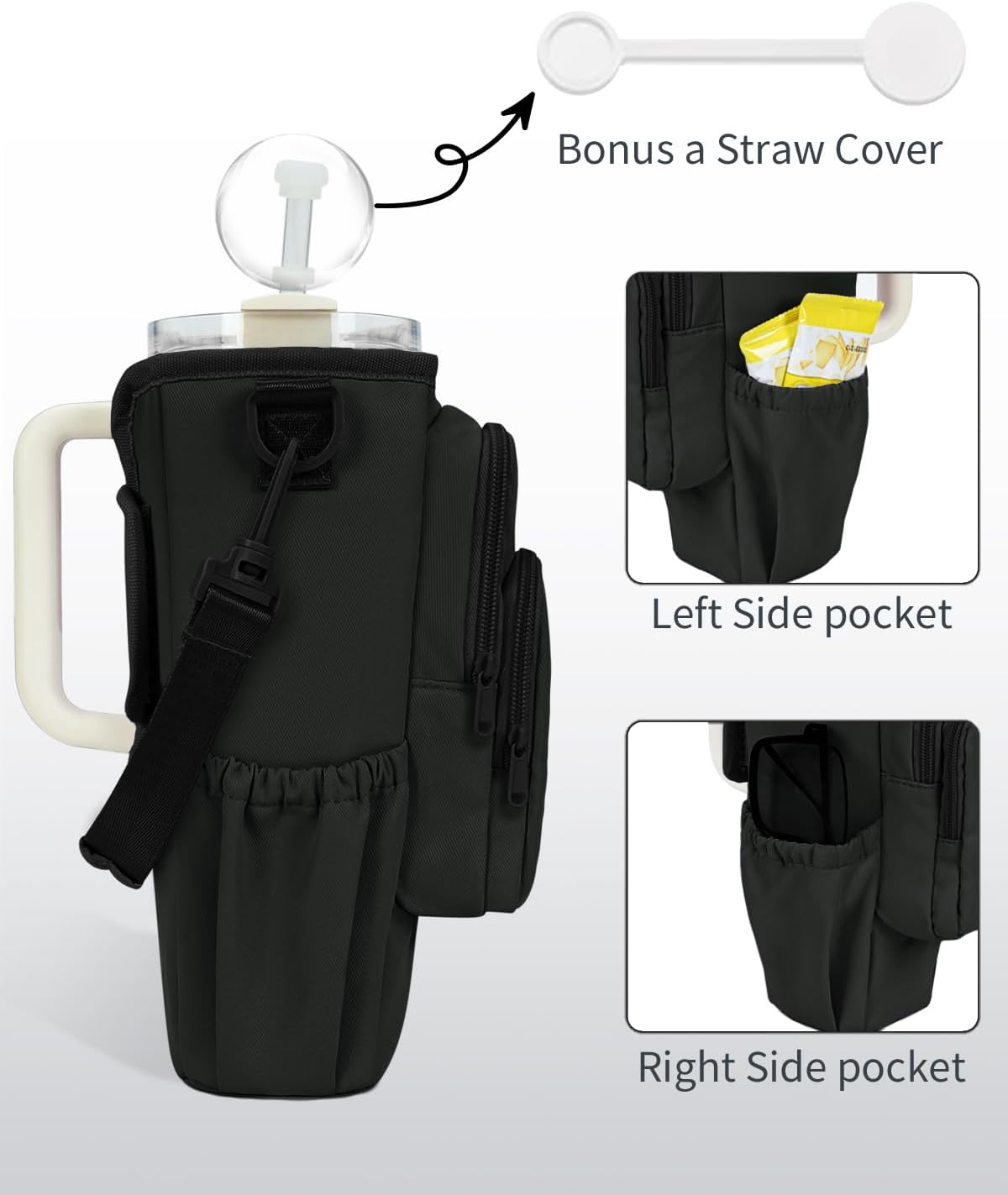 Sportsnew Water Bottle Carrier Bag - Insulated Holder with Phone Pocket for 30oz/40oz Tumblers