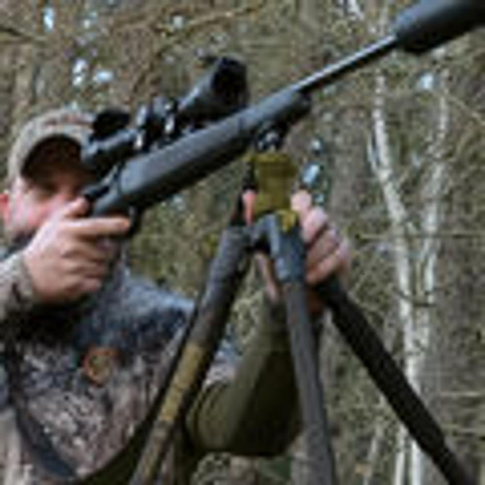 Primos Hunting Edge Carbon Fiber Tripod Shooting Stick with Magnaswitch, Lightweight and Adjustable Hunting Shooting Support with 360° Panning in Dark Earth