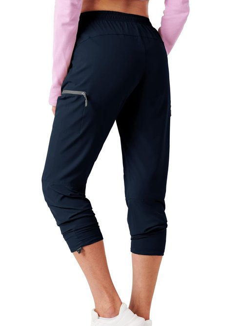Phophila Women's Hiking Pants Outdoor Lightweight Quick Dry Water Resistant UPF 50+ Elastic Waist Cargo Pants Pockets Deep Blue M