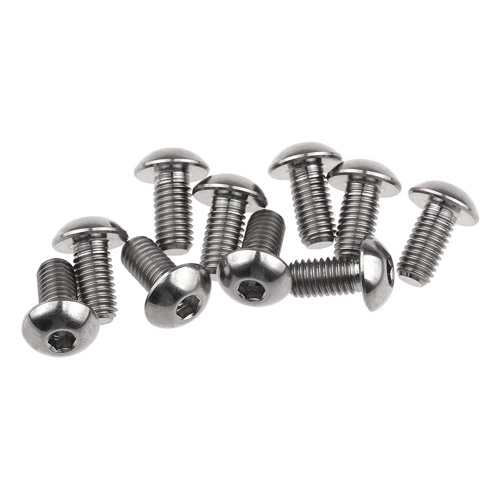 Wanyifa Titanium Ti Water Bottle Cage M5x8 10 12 15mm Bolt Button Head Allen Key Screws Pack of 10 (Silver, M5x10mm)