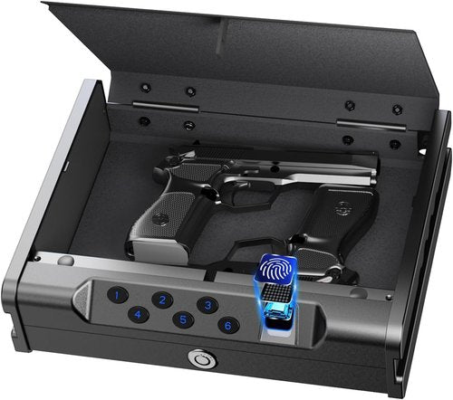**Biometric Gun Safe by [Brand Name] - Quick-Access Handgun Safe with Fingerprint & Digital Keypad | Fits 2 Pistols, Heavy-Duty Steel for Home & Car**