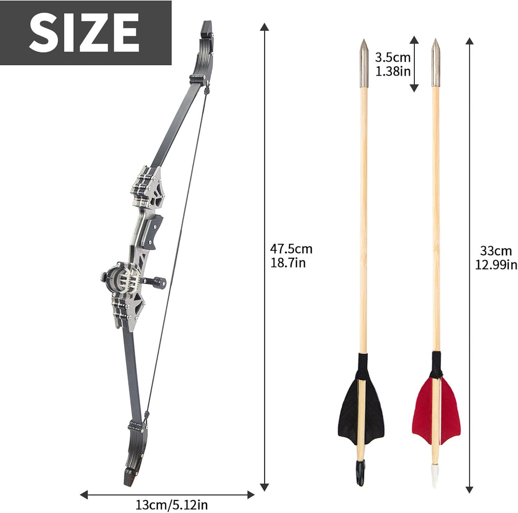 Skiennix Mini Compound Bow Set - 5.9"/7.2"/18.7" with Arrows | Left & Right Hand for Hunting & Practice
