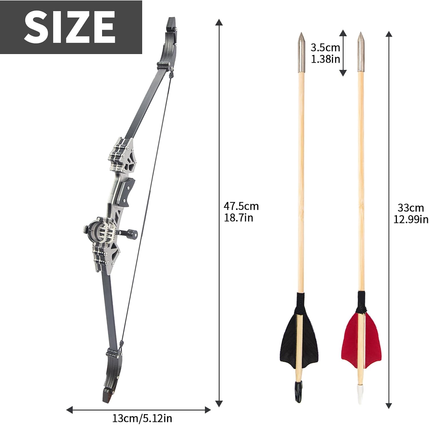 Skiennix Mini Compound Bow Set - 5.9"/7.2"/18.7" with Arrows | Left & Right Hand for Hunting & Practice