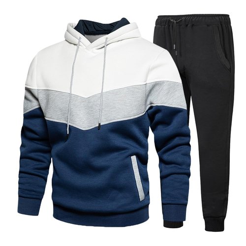 Tebreux Men's and Womens Jogging Tracksuit 2 Piece Athletic Outfit Hoodie Sports Sweatsuit Pullover Suit Sets White L