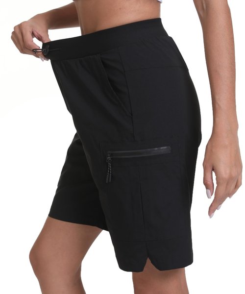 zsenoxaxi Women's Hiking Cargo Shorts Quick Dry Lightweight Shorts for Travel Athletic(Black,XXXL)