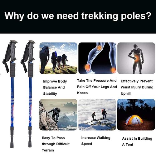 Aihoye Hiking Trekking Poles, 4 Pack Collapsible,Lightweight, Anti Shock, Walking Sticks,Adjustable Hiking Pole for Men and Women