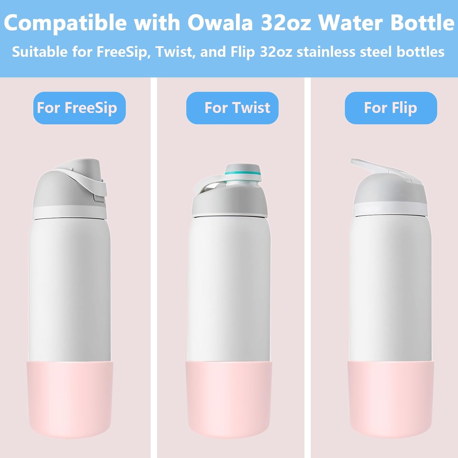 Owala 32oz Silicone Boot - Anti-Slip Protective Sleeve for FreeSip/Twist/Flip Bottles | Purple (2PCS)