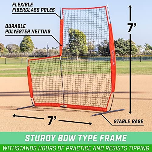 Baseball & Softball Pitching Screen - L Screen 7ft x 7ft Safety Barrier with Frame