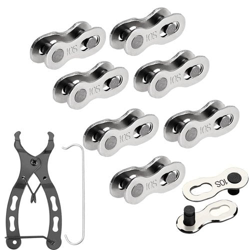 ENASGLOO 8 Pairs Reusable Bicycle Missing Link + Bike Chain Plier for 10 Speed