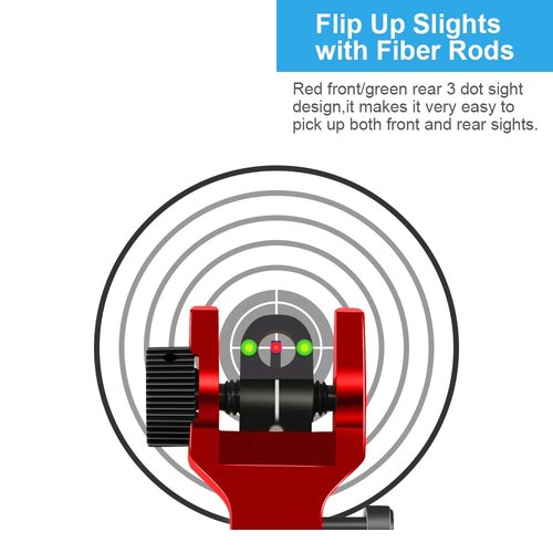 Fiber Optic Flip Up Iron Sights Picatinny Rail Mounted Front and Rear Backup Iron Sights (ST01CR)