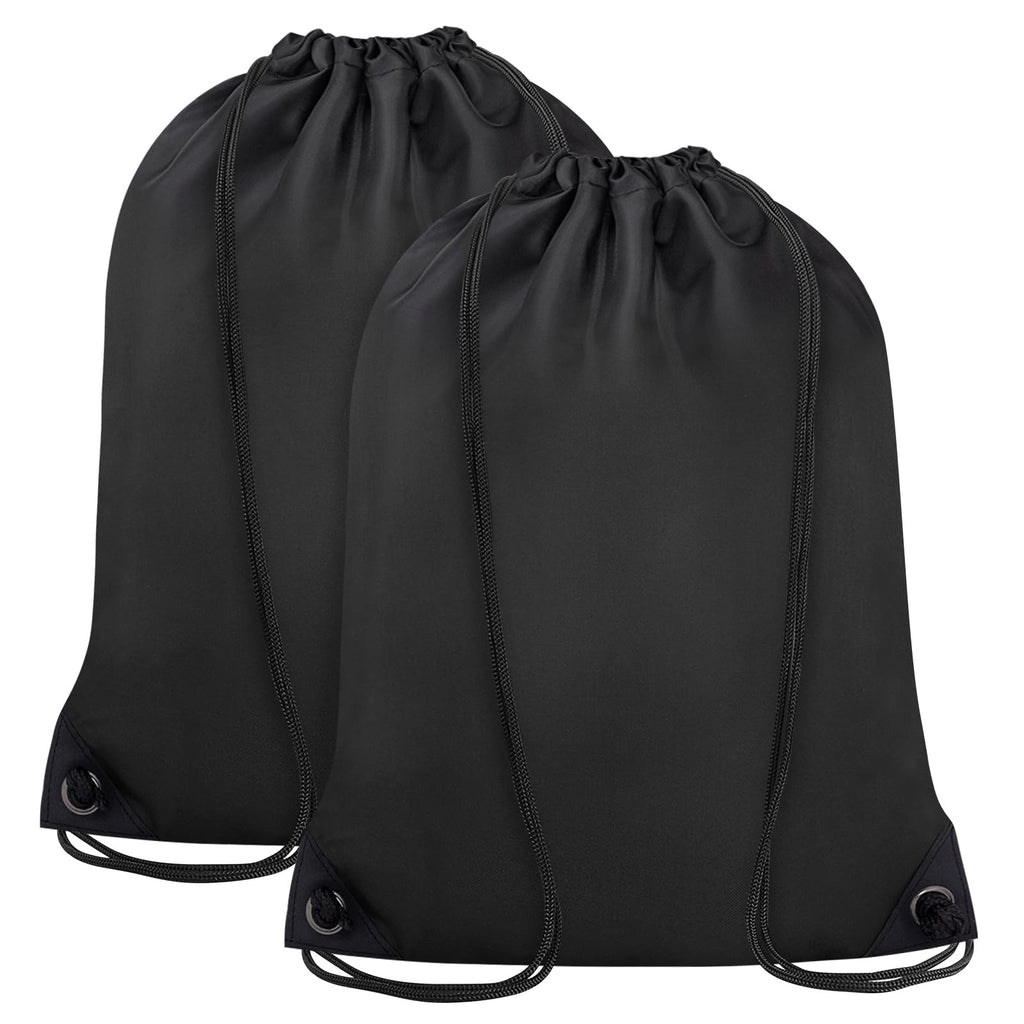CALACH 2PCS Drawstring Bags Bulk, String Backpack for Men Women, Cinch Bag Draw String Back Bag for Gym, Sports, Travel, Swimming, Beach, Black