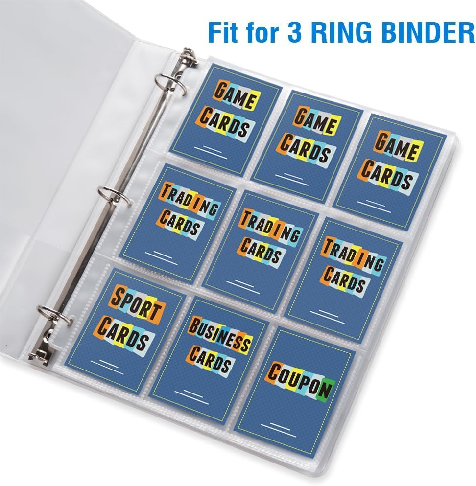 Sooez 9 Pocket Page Protectors - 400 Pack Trading Card Sleeves for 3 Ring Binders | Ideal for Sports & Collectibles