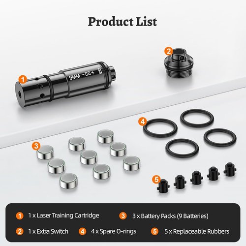 LaserLyte 9MM/223REM/380ACP/38SPL Training Cartridge - Dry Fire System with 3 Battery Sets & O-Rings
