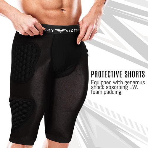 Protective Padded Compression Shorts for Snowboard, Skate, Ski, Football, Basketball - Hip, Butt and Tailbone Padding (Large)