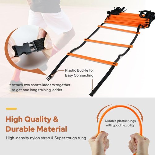 GHB Pro Agility Ladder - 12 Rung Speed Training Ladder | 20ft with Carrying Bag