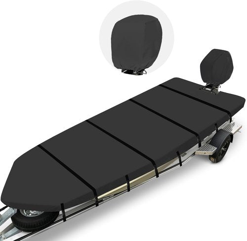 1200D Jon Boat Cover - Waterproof & UV-Resistant Marine Grade Canvas for 16ft Jon Boats | Black