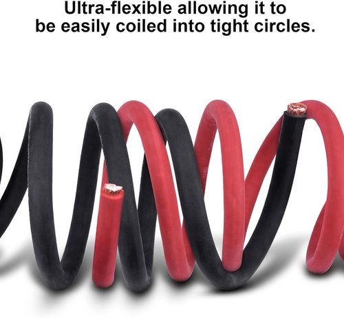 iGreely 6 AWG Welding Battery Cable - 10ft Black & 10ft Red Ultra Flexible Pure Copper Wire | Includes 10 Connectors & Heat Shrink Tubing