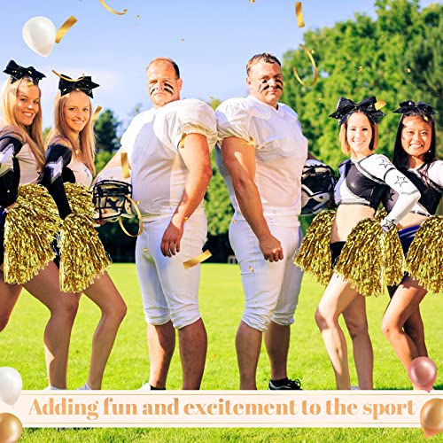 150 Pcs Gold Metallic Cheerleading Pom Poms with Handles for Sports & Events