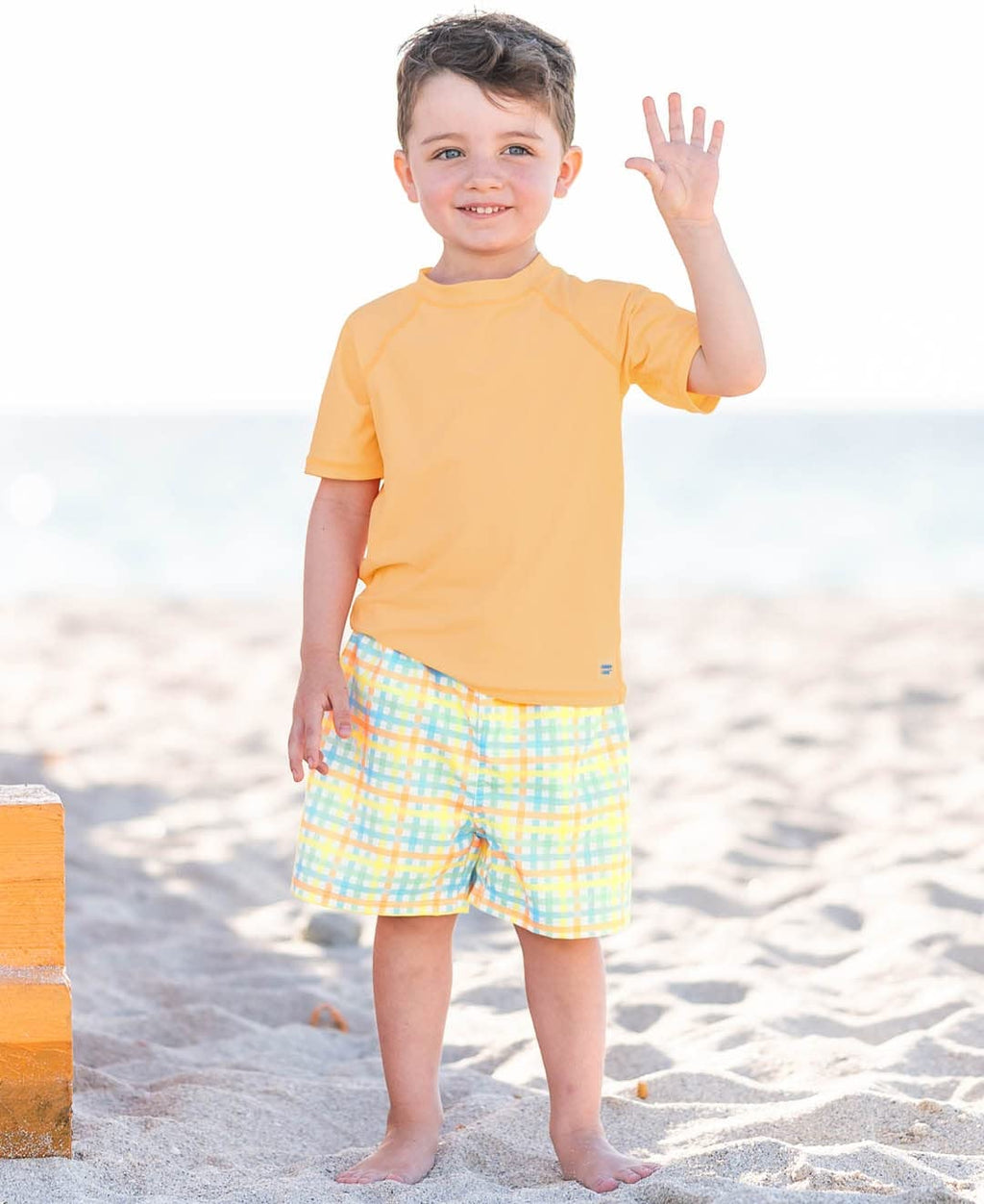 RUGGEDBUTTS Boys Classic Gingham Swim Trunks - UPF 50+ Sun Protection Fashion Swim Trunks