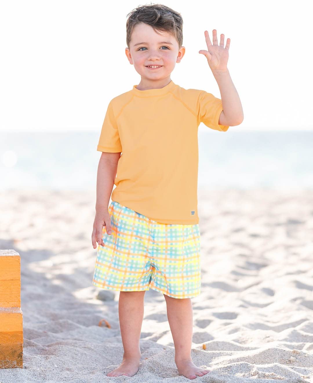 RUGGEDBUTTS Boys Classic Gingham Swim Trunks - UPF 50+ Sun Protection Fashion Swim Trunks