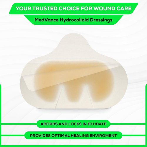 MedVance Hydrocolloid – Bordered Hydrocolloid Adhesive Dressing, Heel/Elbow, 3.5"x5", Box of 5 dressings