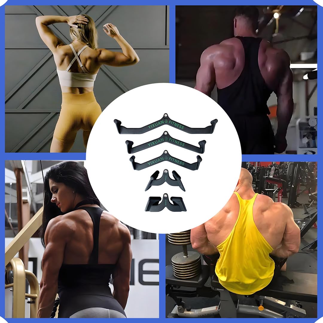 YIXUAN FITNESS Wide Grip Lat Pulldown Attachments V Bar, Close Grip Lat Pull Down Bar Double D Row Handle Tricep Press Down Bars Cable Machine Accessories, Gym Back Attachment