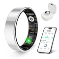 prxxhri Smart Health Ring, Featuring Stress and Sleep Monitoring Functions, Compatible with iOS and Android,Waterproof Fitness Tracker for Women & Men, No Subscription Fee. (Silver, 12)