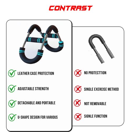 Professional Twister Arm Trainer - Durable Chest Workout Equipment for Men, Adjustable U-Shaped Spring Arm Bar for Home Gym Fitness Training (Light Blue)