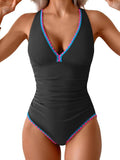 B2prity One Piece Swimsuit - Tummy Control Ruched Bathing Suit with Push-Up Design | Stylish Tie Back
