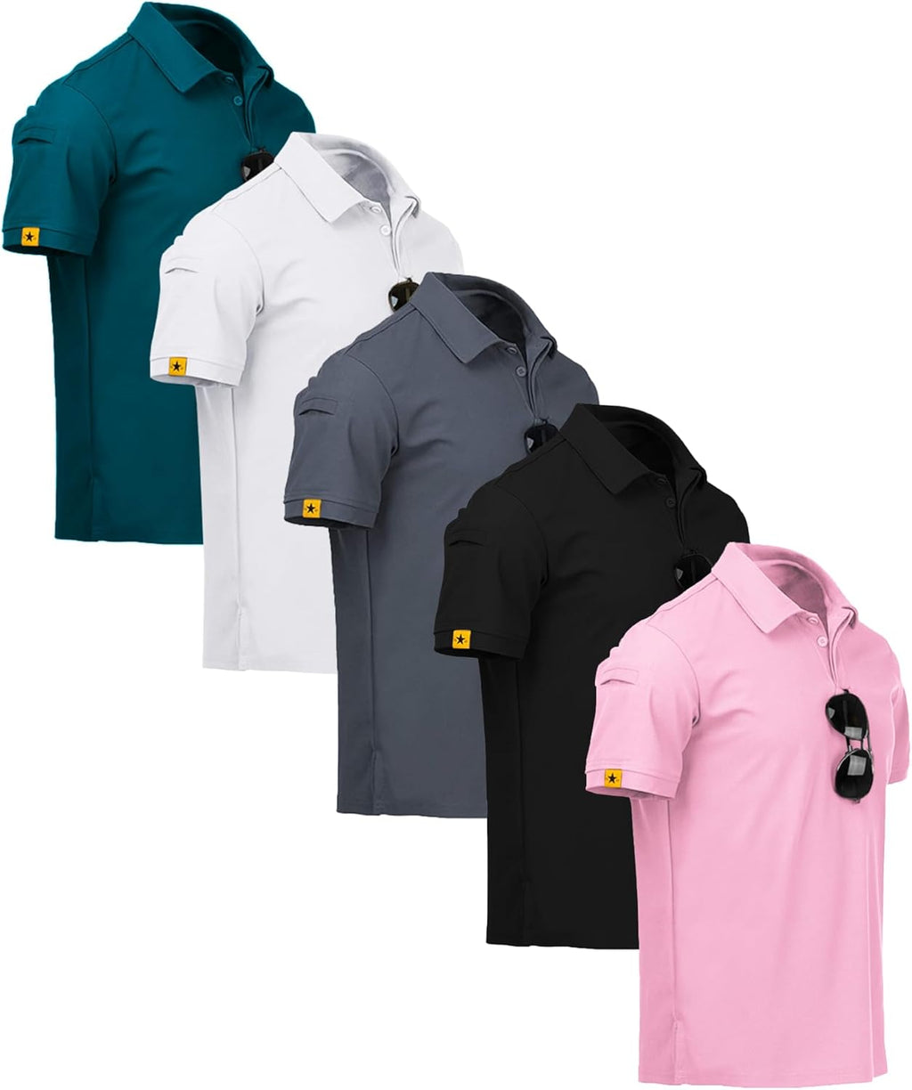 ZITY Men's Polo Shirts - 5 Pack Short Sleeve Moisture-Wicking Sports & Golf Tees | Summer Colors
