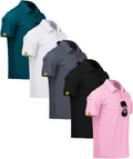 ZITY Men's Polo Shirts - 5 Pack Short Sleeve Moisture-Wicking Sports & Golf Tees | Summer Colors