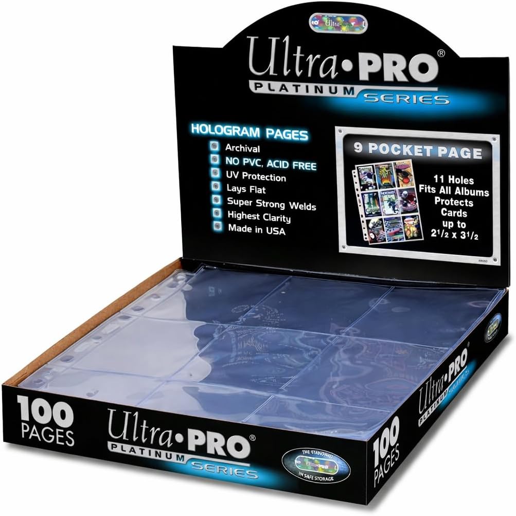 Ultra Pro 9 Pocket Pages - Platinum Series Card Sleeves for Trading Card Binders | 100 Pages