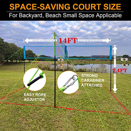 14 Ft/20 Ft Blue & Green Volleyball Badminton Combo Net Set with Accessories