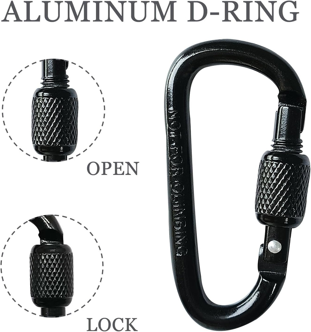 YUCHIYA D-Shape Carabiner Clasp - 8 Pack Mini Keychain Clips, 2.2 Inch Aluminum Alloy for Outdoor Use