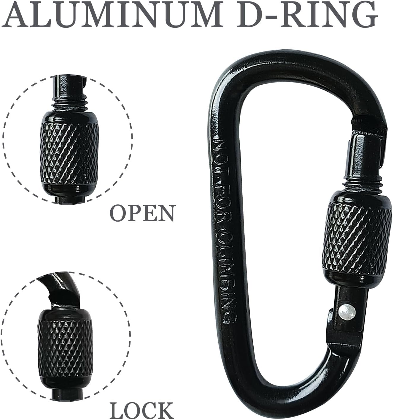 YUCHIYA D-Shape Carabiner Clasp - 8 Pack Mini Keychain Clips, 2.2 Inch Aluminum Alloy for Outdoor Use