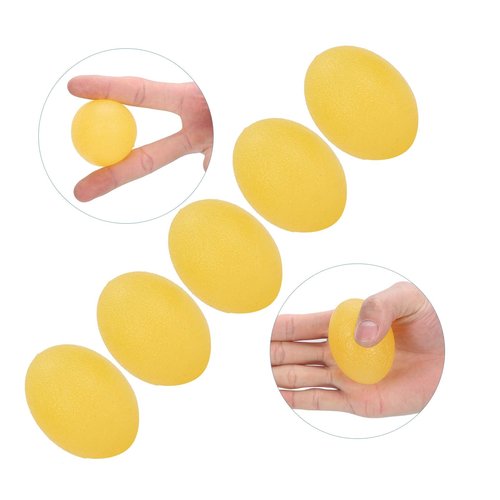 Sonew 5pcs Silicone Grip Ball Egg-shaped Wrist Exercise Massage Ball Fitness Rehabilitation Grip Ball (Yellow 15 Hardness)