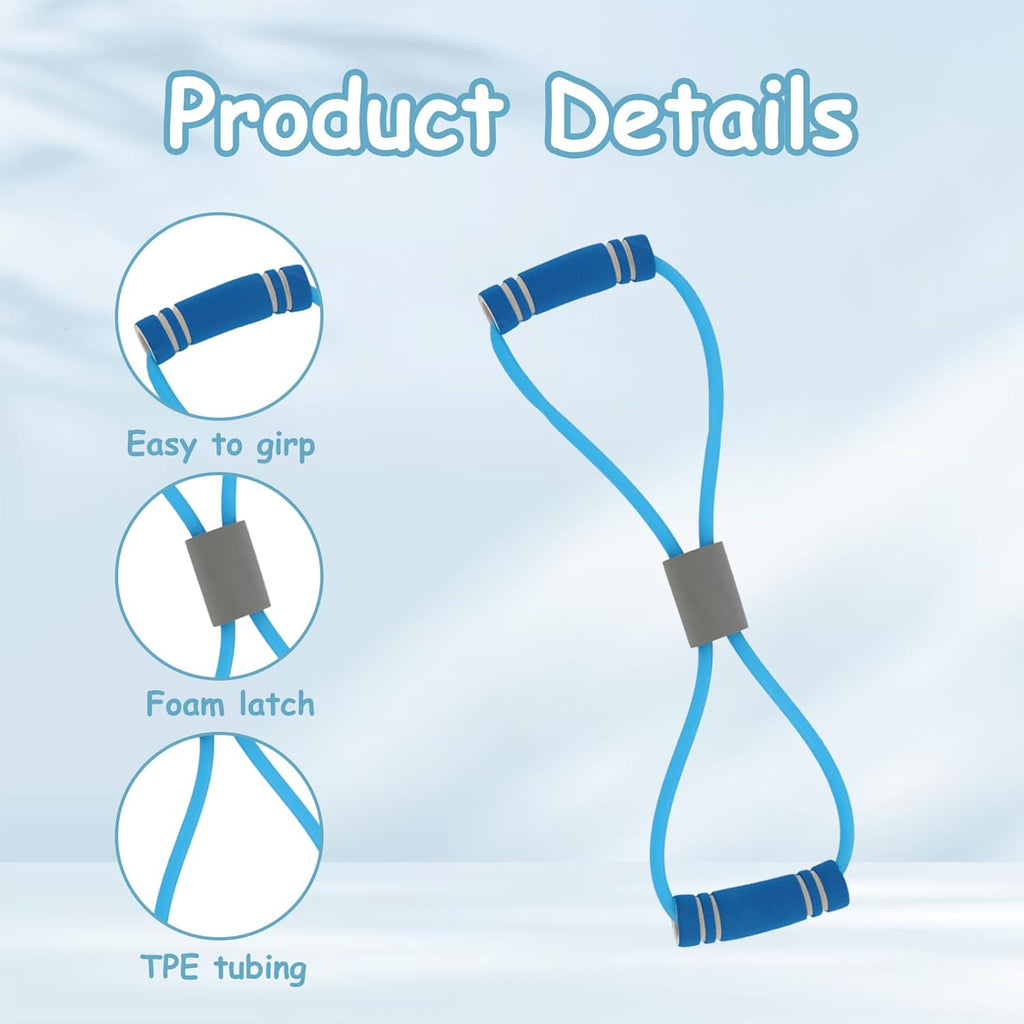 Saludea Resistance Bands - 3-Piece Figure 8 Set with Handles for Full-Body Strength Training | Pink, Purple, Blue