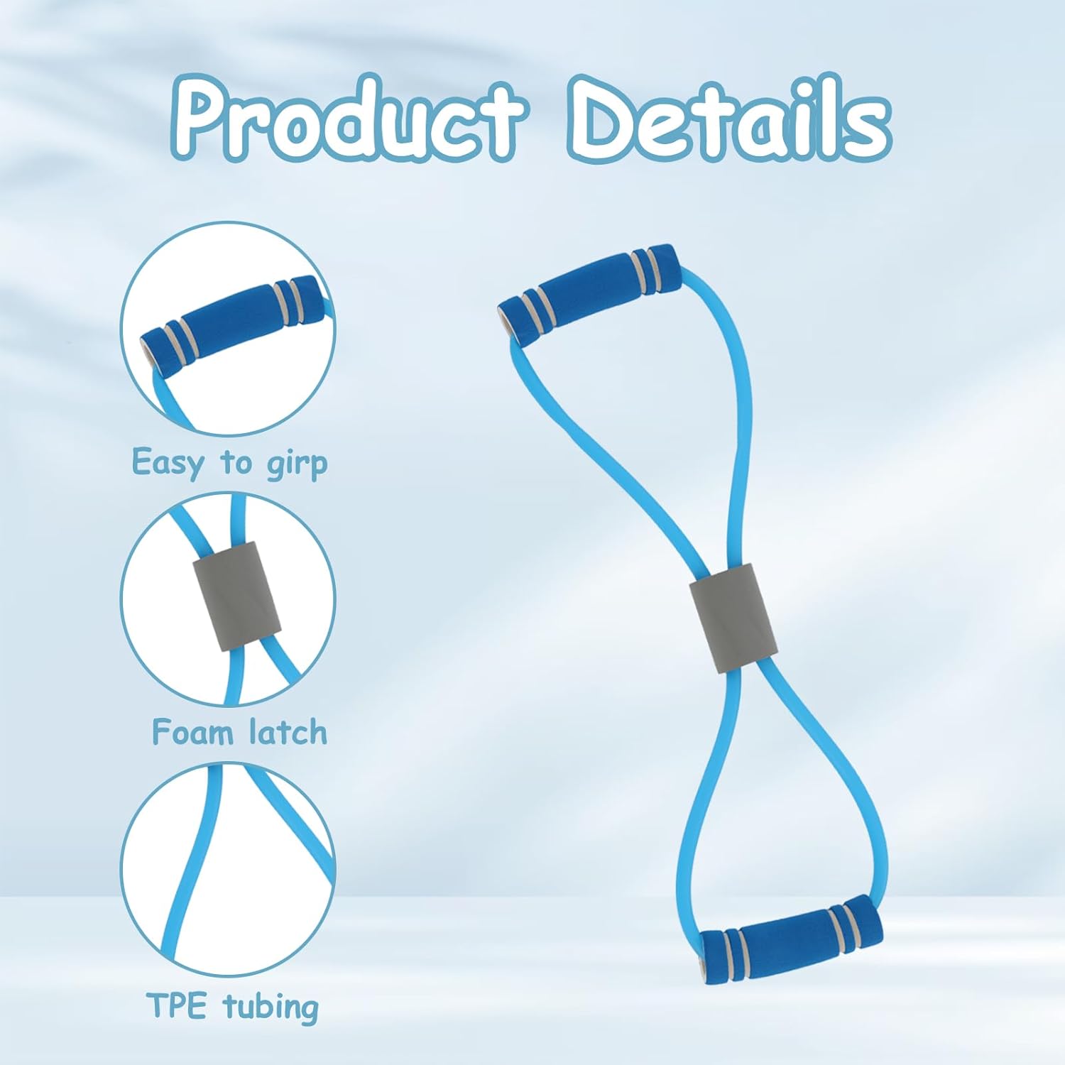 Saludea Resistance Bands - 3-Piece Figure 8 Set with Handles for Full-Body Strength Training | Pink, Purple, Blue
