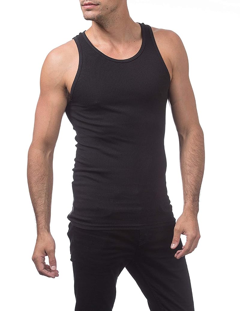 Pro Club Men's Premium Ringspun A-Shirt Tank Top – 3 Pack, Black, XL