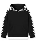 Girls Checkered Hoodie Sweatshirt 4-12 Years Black 11-12 Years DISAUR