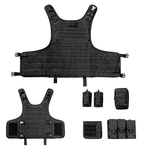 YAKEDA Adjustable Tactical Airsoft Training Vest | Camping, Fishing, Hunting, Gift for Halloween and New Year (US, Alpha, One Size, Regular, Regular, BK)