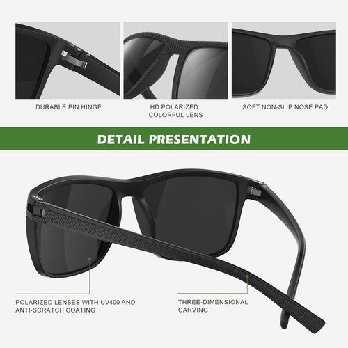 Fanshen Polarized Sports Sunglasses for Men, UV Protection Lightweight Sun Glasses for Driving Fishing Golf Cycling ((3 Pack) Black * 3)