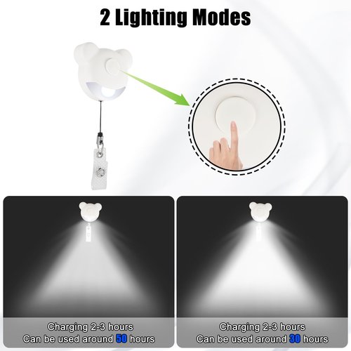 Bastseller Night Shift Nurse Badge Reel Light, Retractable and Rechargeable Lamp Clip On Flashlight, Nurse Essentials Accessories for Work, Gift for Nurses
