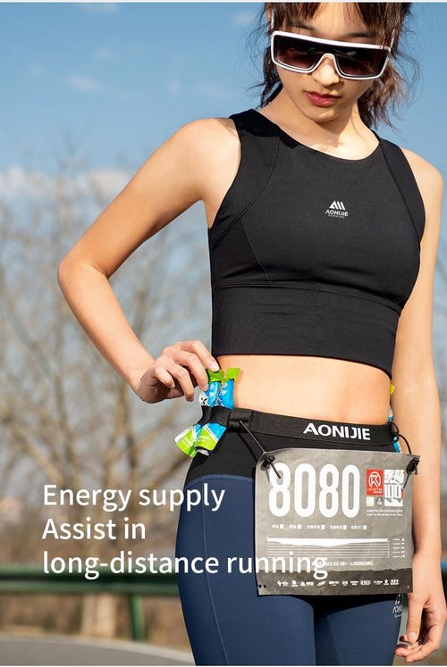 AONIJIE Running Belt - Lightweight Bib Holder with 6 Gel Loops for Men & Women Triathletes