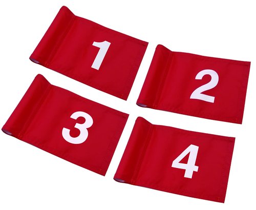 Numbered Solid Golf Flag with Tube Inserted,8” L x 6”H Mini Putting Green Flags for Yard Indoor Outdoor Backyard Garden, 420D Nylon Mini Pin Flags(Red Flags 4 Sets #1,2,3,4)
